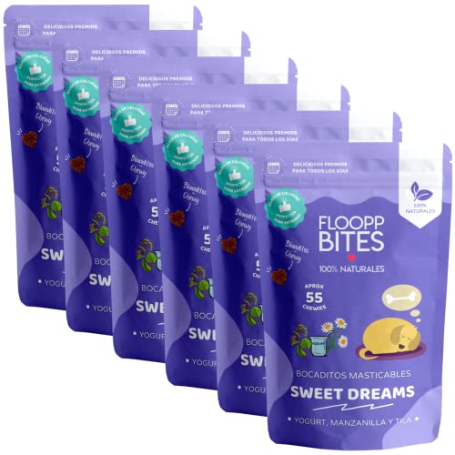 FlooppBITES Snack für Hunde, 100 % natürlich, kaubare Textur, Leckerlis, Leckerlis für Hunde, Joghurt, Honig, Kamille und Leinen, Packung mit 6 x 50 g (insgesamt 300 g) von Floopp BITES 100% NATURALES