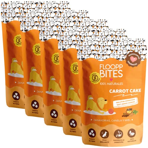 FlooppBITES Snack für Hunde, 100 % natürlich, knuspriger Keks, Leckerlis, Leckerlis für Hunde, Karotten Zimt und Honig, 5 x 100 g (insgesamt 500 g) von Floopp BITES 100% NATURALES