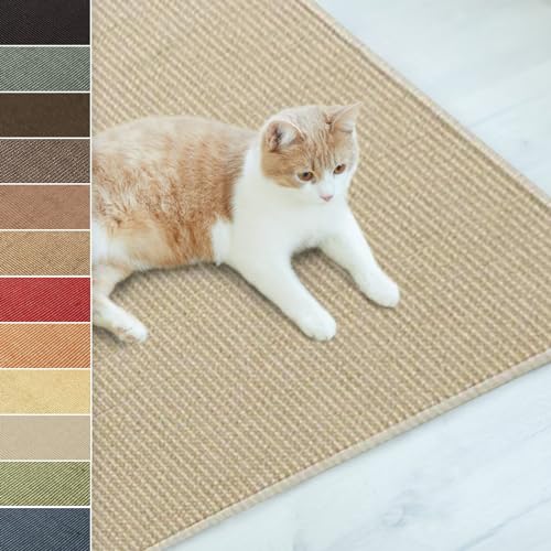 Floordirekt Katzen Kratzmatte 30 x 50 cm aus Natur Sisal Kratzteppich Kratzmöglichkeiten für Katzen Kratzmöbel für Wand oder Boden - robust & waschbar, Elfenbein von Floordirekt