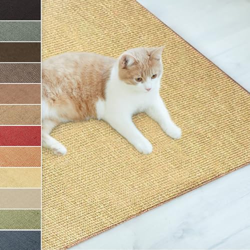Floordirekt Katzen Kratzmatte 30 x 50 cm aus Natur Sisal Kratzteppich Kratzmöglichkeiten für Katzen Kratzmöbel für Wand oder Boden - robust & waschbar, Natur von Floordirekt