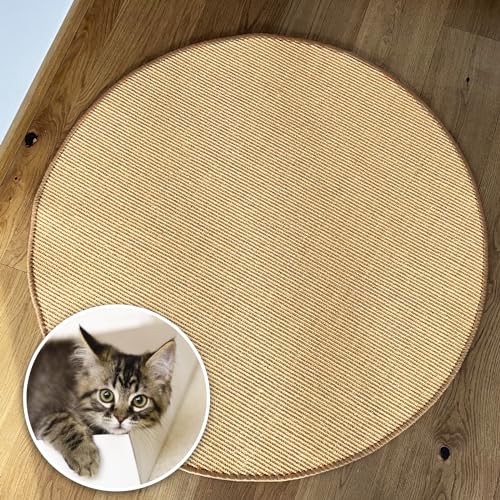 Floordirekt Katzen Kratzmatte rund 120cm Ø aus Natur Sisal Kratzteppich Kratzmöglichkeiten für Katzen Kratzmöbel für Wand oder Boden - robust & waschbar, Natur von Floordirekt