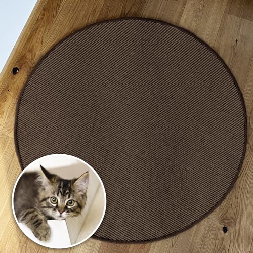 Floordirekt Katzen Kratzmatte rund 120cm Ø aus Natur Sisal Kratzteppich Kratzmöglichkeiten für Katzen Kratzmöbel für Wand oder Boden - robust & waschbar, braun von Floordirekt