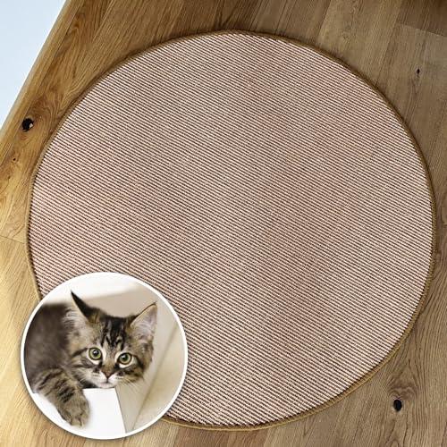 Floordirekt Katzen Kratzmatte rund 150cm Ø aus Natur Sisal Kratzteppich Kratzmöglichkeiten für Katzen Kratzmöbel für Wand oder Boden - robust & waschbar, Kork von Floordirekt