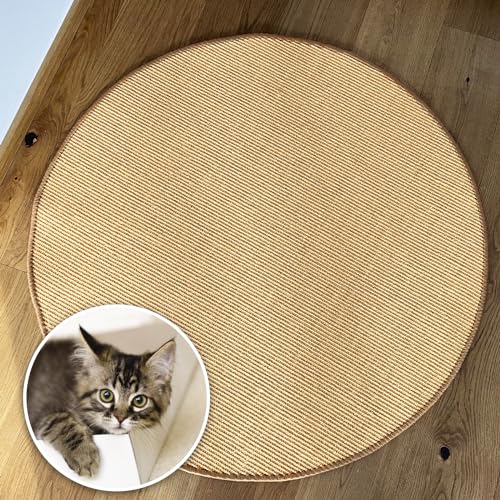 Floordirekt Katzen Kratzmatte rund 150cm Ø aus Natur Sisal Kratzteppich Kratzmöglichkeiten für Katzen Kratzmöbel für Wand oder Boden - robust & waschbar, Natur von Floordirekt