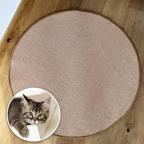 Floordirekt Katzen Kratzmatte rund 50cm Ø aus Natur Sisal Kratzteppich Kratzmöglichkeiten für Katzen Kratzmöbel für Wand oder Boden - robust & waschbar, Kork von Floordirekt