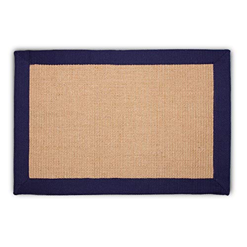 Floordirekt Kratzteppich für Katzen | Aus robustem & natürlichem Sisal | Verschiedene Bordürenfarben | Zum Spielen und Kratzen (70 x 130 cm, Amazonas | Jeans) von Floordirekt