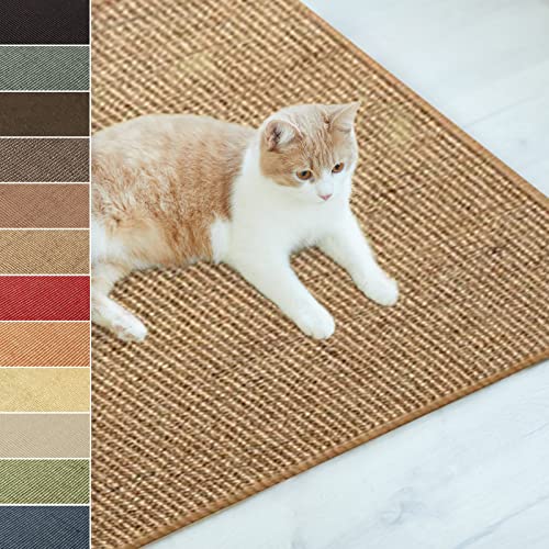 Floordirekt Sisal Fußmatte Teppich Vorleger Kratzteppich Katzenmöbel Kratzmatte Sisalmatte, widerstandsfähig & in vielen Farben und Größen erhältlich (100 x 100 cm, Kork) von Floordirekt