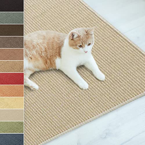 Floordirekt Sisal Fußmatte Teppich Vorleger Kratzteppich Katzenmöbel Kratzmatte Sisalmatte, widerstandsfähig & in vielen Farben und Größen erhältlich (67 x 140 cm, Elfenbein) von Floordirekt