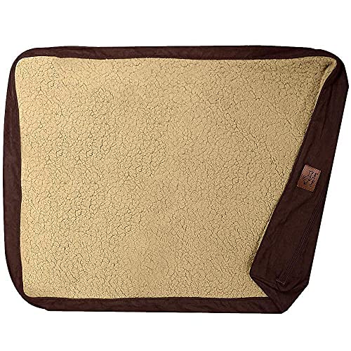 Floppy Dawg Mittelgroßes Hundebett Ersatzbezug Abnehmbarer und maschinenwaschbarer Bezug für Matratze und rechteckige Kissenbetten 30L x 19W Braun mit beigefarbener Oberseite von Floppy Dawg