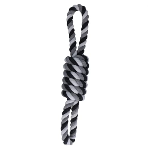 Floss Toss Extreme Rope Tugger - Sehr Robustes und sicheres Hundespielzeug - Hundeseil aus recycelter Baumwolle - Graues Zugseil - 61 cm - Ø 10 cm - 1,2 kg - 1 Knoten von Floss Toss