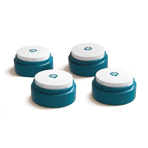 FluentPet Basic Buttons 4 Pack | Sprechende Tasten mit Batterien im Lieferumfang enthalten zur Kommunikation mit Haustieren | beschreibbar und leicht zu drücken für Hunde/Katzen | kompaktes Design | von FluentPet