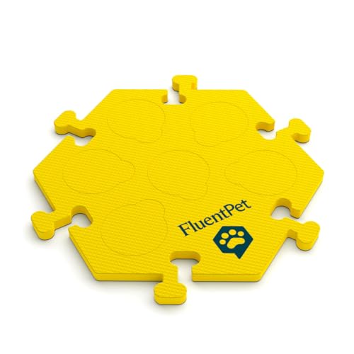 FluentPet Kompakte HexTiles | Zubehör für Hunde- und Katzenknöpfe | kann bis zu 6 Soundtasten aufnehmen | weich, langlebig und rutschfest | in 6 Farben erhältlich (gelb) von FluentPet