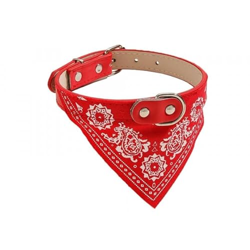 Fluffix Hundehalsband mit Bandana-Halstuch in Rot - Stil, Komfort und Sicherheit für Hunde und Katzen | 27cm - 34cm (M) Umfang von Fluffix