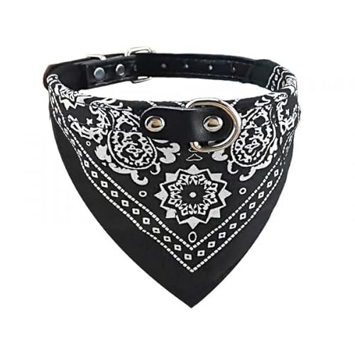 Fluffix Hundehalsband mit Bandana-Halstuch in Schwarz - Stil, Komfort und Sicherheit für Hunde und Katzen | 27cm - 34cm (M) Umfang von Fluffix