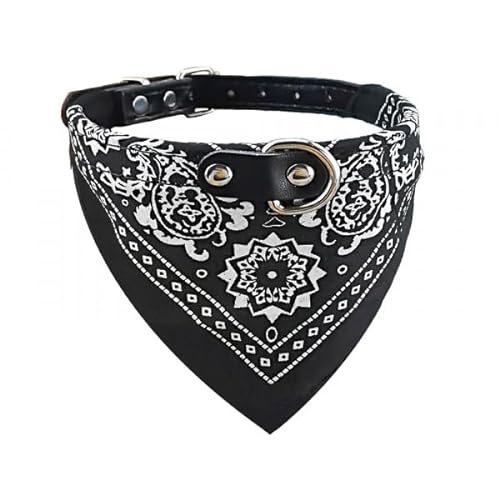 Fluffix Hundehalsband mit Bandana-Halstuch in Schwarz - Stil, Komfort und Sicherheit für Hunde und Katzen | 30cm - 39cm (L) Umfang von Fluffix