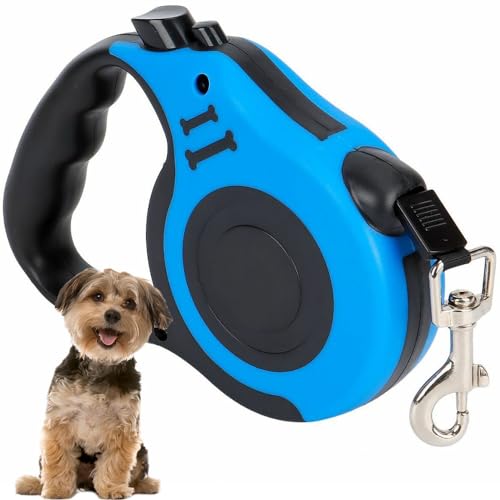 Fluffix Rollleine 5m - Blau - für kleine und große Hunde | Hochwertige Hundeleine mit bequemem Griff | Stabile Ausziehleine für entspannte Gassigänge mit integriertem Bremssystem | Bis zu 15 kg von Fluffix