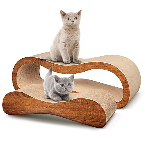 FluffyDream 2-in-1 Doppelschicht Kratzbretter Katze, Kratzpappe für Katzen, Katzen Zubehör Langlebige Brettpolster Verhindert Möbelschäden Lounge Bett, XL von FluffyDream