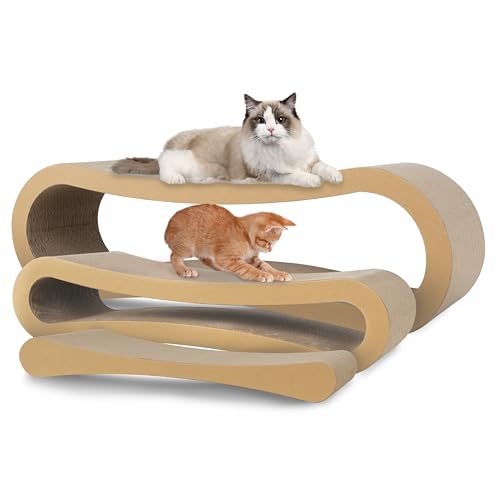 Kratzpappe Kratzbretter Katze für Katzen Katzenkratzbretter Katzenkratzer Karton Lounge Bett (Braun, 3-in-1, 218 * 67cm) von FluffyDream