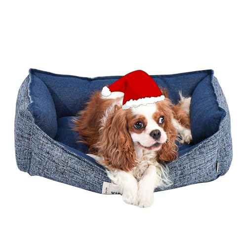 FluffyDream Hundebett für kleine Hunde, superweiches Haustierbett, geeignet für Hunde bis zu 13,6 kg, 61 x 50 cm, Dunkelblau von FluffyDream