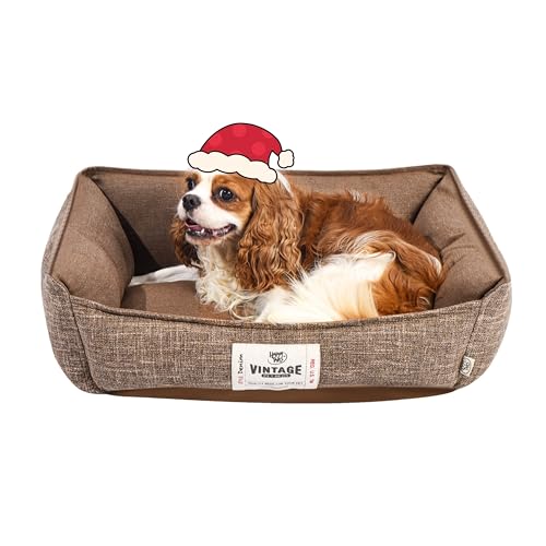 FluffyDream Hundebett für kleine Hunde, superweiches Haustierbett, geeignet für Hunde bis zu 13,6 kg, 61 x 50 cm, Hellbraun von FluffyDream