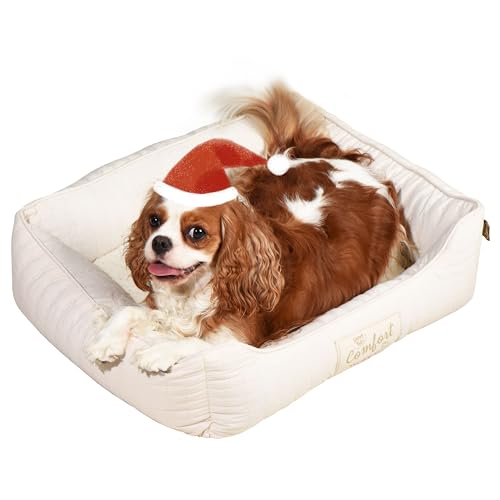 FluffyDream Hundebett für kleine Hunde, superweiches Haustierbett, geeignet für Hunde bis zu 13,6 kg, 61 x 50 cm, Sand von FluffyDream