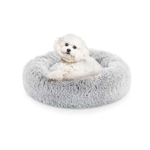FluffyDream Hundebett mit rundem Donut-Motiv, waschbar, mit Zottelfell, beruhigendes Hundebett, Grau, 61 cm FluffyDream Hundebett mit rundem Donut-Motiv, waschbar, mit Zottelfell, beruhigendes Hundebett, Grau, 61 cm von FluffyDream