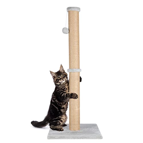 FluffyDream Katze Kratzbaum Kratzsäule Kratzstamm für Katzen, 94cm Kratzbäume Natürliche Sisal Seil Kratzer katzenbaum mit Hängendem Teaser Ball Bedeckt für Kätzchen von FluffyDream