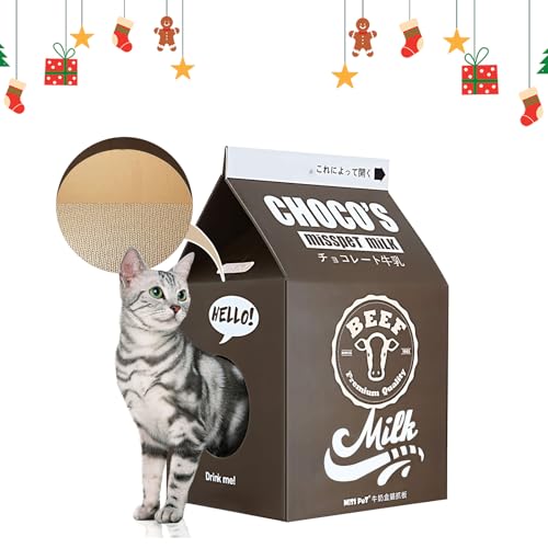 FluffyDream Kratzbaum für Katzen, aus Pappe, Milchkastenform, Katzenkratzhaus, Bett, Schwarz von FluffyDream