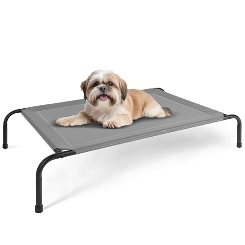 FluffyDream Kühlendes erhöhtes Hundebett, erhöhtes tragbares Hundebett, rutschfeste Füße, tragbar, langlebig, 106 x 64 x 20 cm, Grau FluffyDream Kühlendes erhöhtes Hundebett, erhöhtes tragbares Hundebett, rutschfeste Füße, tragbar, langlebig, 106 x 64 x 20 cm, Grau von FluffyDream