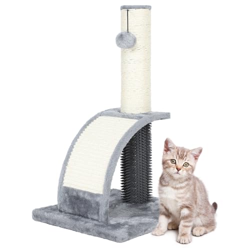 Tall Cat Scratching Post with C Shape Ferris Wheel, 19.6" Scratching Post for Indoor Cats from Kitten to Adults, Stable Sisal Cat Post with Extra Interactive Dangling Plush Toy von FluffyDream