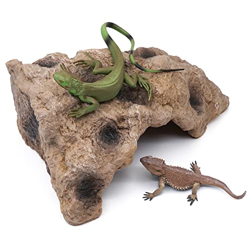 Flushbay Reptile Hides Große Reptilienhöhle Versteck Terrarium Habitat Dekor Ornament Unterschlupf für Schlange Geckos Eidechsen Bartdrachen von Flushbay