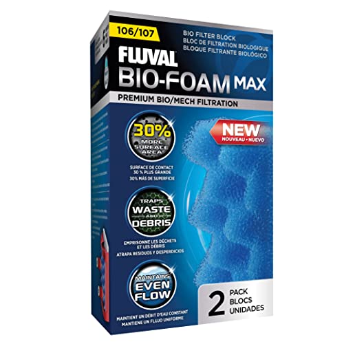 Fluval Bio-Foam MAX Schaumstofffilter, mit vergrößerter Oberfläche für den Fluval 107 Außenfilter, 2er Pack von Fluval