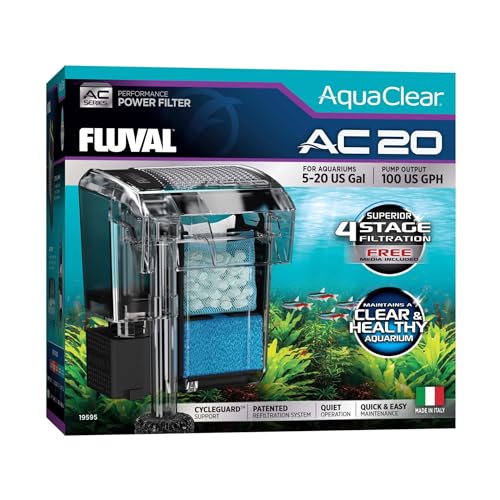 Fluval AquaClear AC20 Rucksackfilter für Aquarium, 379 LPH von Fluval