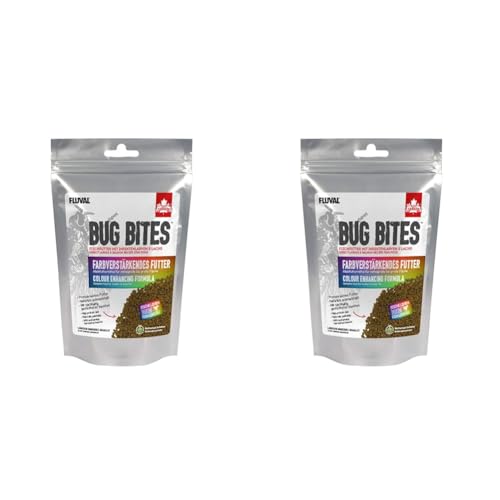 Fluval Bug Bites Fischfutter, mit Insektenlarven, farbverstärkendes Futter, langsam sinkendes Granulat, 1,4-2mm, 125g (Packung mit 2) von Fluval