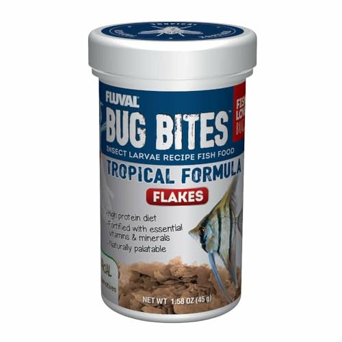 Fluval Bug Bites Fischfutter Flocken, mit Insektenlaven, für tropische Fische, 45g von Fluval