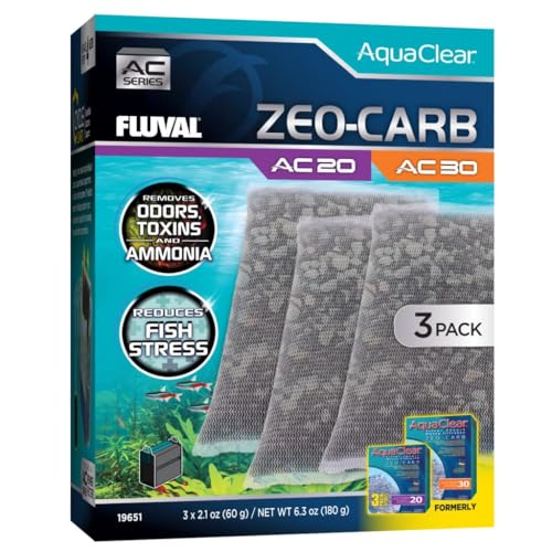 Fluval Nachfüllpack Zeo-Aktivkohle für Filter, Rucksack für Aquarium, AquaClear AC20/30, 3 Stück von Fluval