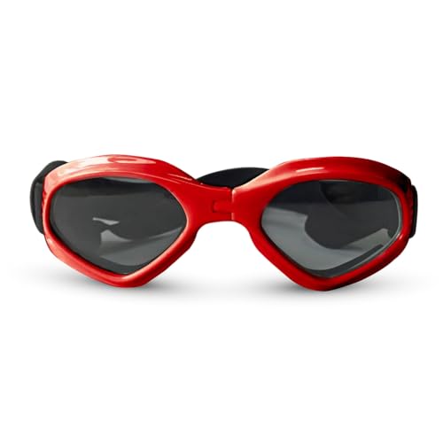 Flybloom V-förmige, Faltbare Haustierbrille, Sonnenbrille für kleine Hunde, Augenschutz für Hunde und Katzen (rot) von Flybloom