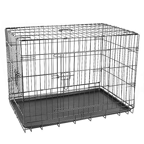 Flyelf Hundekäfig Hundebox Drahtkäfig mit 2 Türen, Griffen und Tablett, faltbar Transportbox (106x76x71cm, 42 Zoll) von Flyelf