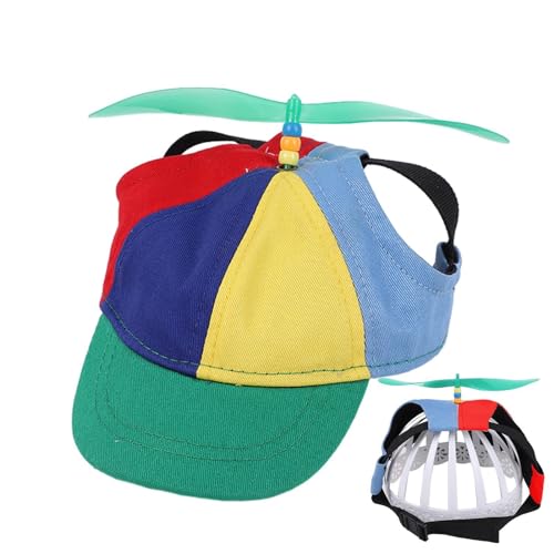 FmtwPhn 20–40 cm Propellermütze Für Hunde, Bunte Propellermütze Lustige Propellerkappe, Hubschraubermütze Propeller Cap Hubschrauber Kappe, Regenbogen-Helikopter-Zylinder von FmtwPhn