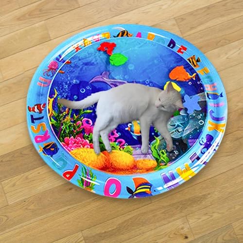 FmtwPhn 65cm Wassersensor Spielmatte Katze, Sensorische Wassermatte Für Katzen, Sensor Water Playmat, Tragbare Katzenspielmatte, Verdickte Sensorische Wasserspielmatte Für Katzen von FmtwPhn