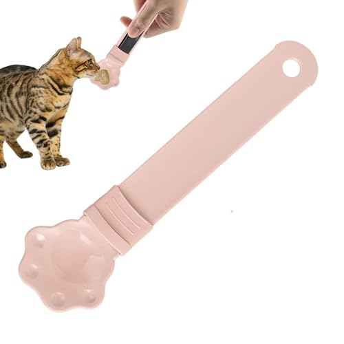 FmtwPhn Cat Strip Happy Spoon - Katzensnackschaufel mit Pfotenform - Katzenleckerlis Löffel mit langem Griff Katzenfutterspender für nasse Katzenleckerlis Haustier Katze Hund Fütterung von FmtwPhn