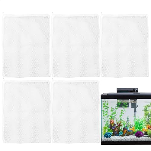 FmtwPhn Filterbeutel für Aquarien, 5 x feinmaschige Filtermedien für Aquarien, Wasserreinigungs-Werkzeug, Reißverschlusstasche zur Filtration für zerkleinerte , Zeolith von FmtwPhn