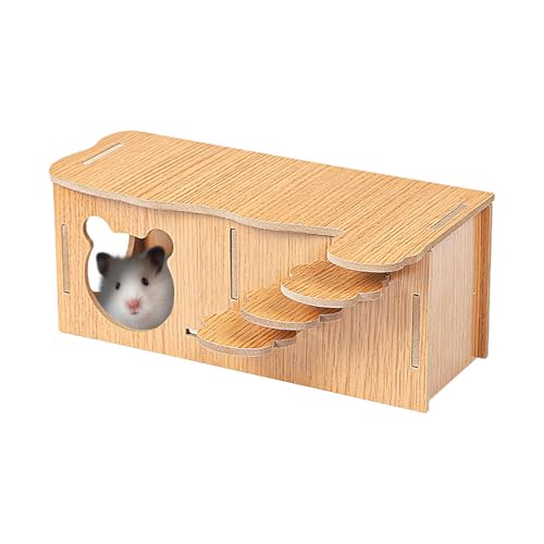 FmtwPhn Hamsterkäfig-Zubehör,Hamsterhüttenspielzeug aus Holz,Zubehör für Hamsterhabitate | Hamster-Schlafzimmer-Versteck aus Holz für Hamster, syrische Hamster und Streifenhörnchen von FmtwPhn