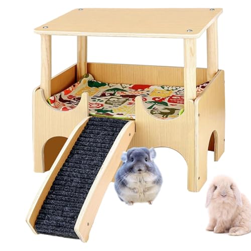 FmtwPhn Holzhamsterhaus, Chinchilla House - Doppelschicht Habitat Playground Hamster Spielzeug,Lebensraum für kleine Tierspielzeuge mit Leiter für Kaninchen, Frettchen, Rennmäuse und andere kleine von FmtwPhn