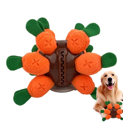 FmtwPhn Hunde-Puzzleball, interaktiver Sniffle-Leckerli-Ball | Carrot Design Slow Feeder Treat Ball,Quietschendes, tragbares Hundepuzzlespielzeug für Hunde jeder Größe fördert die natürliche von FmtwPhn