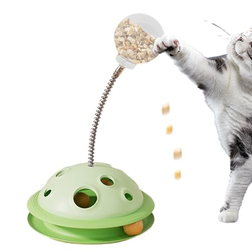 FmtwPhn Katzenballturm | Interaktiver Hundefutterspender Spielzeug Drehteller | Visueller Futterleckball mit Federstab für Indoor-Katzen Selbstunterhaltung von FmtwPhn