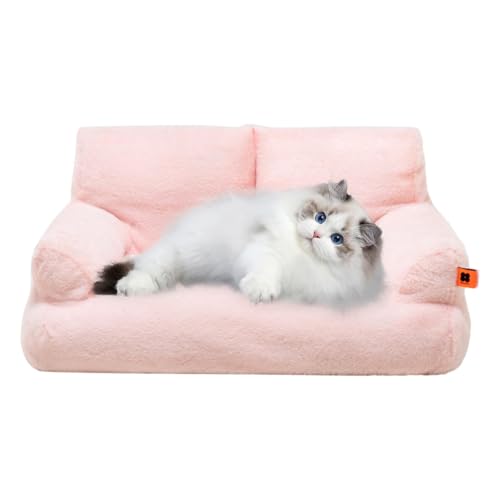 FmtwPhn Katzenbett-Couch, Winter-Plüsch-Katzennest, Waschbares Katzenbett, Haustiersofa, rutschfeste Unterseite, Plüsch-Welpenbett, kleines Hundesofa, Haustierbett für Heimtierbedarf, kleine von FmtwPhn