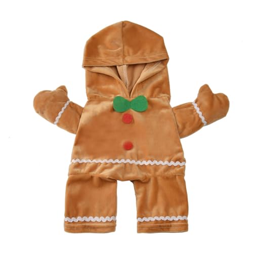 FmtwPhn Lebkuchenmann-Hundekostüm, Lebkuchenmann, Haustier-Kostüm, Welpe und Katze, stehendes Kostüm, lustiger Lebkuchen-Kapuzenpullover für Hunde, Weihnachts-Lebkuchen-Kostüm-Set, Lebkuchenhunde, von FmtwPhn