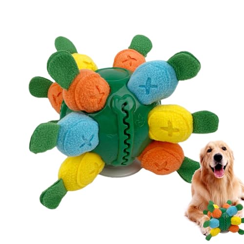 FmtwPhn Schnüffelball für Hunde, Schnüffelspielzeug für Hunde, Karotten-Design, Stoffstreifen, der Lebensmittel-Kauspielzeuge versteckt, Quietschende Hundespielzeuge fördern die Nahrungssuche bei von FmtwPhn