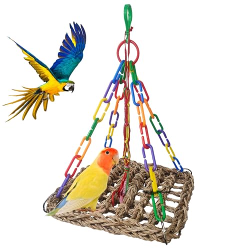 FmtwPhn Vogelhängematte - Papagei Seegras Matte Hängematte | Vogelkauspielzeug, Vogelkäfig Schaukel für Wellensittich, Conures, Liebesvögel, Finken, Mynah von FmtwPhn